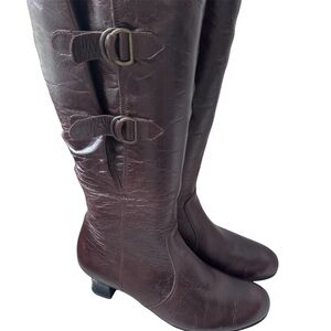 Rieker Brown Leather Knee High Boots Low Heel Comfort Sz 7